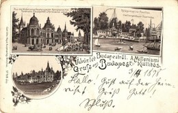 * T3 1898 Budapest XIV. Városliget, Történelmi Főcsoportból A Reneszánsz Udvar, Haditengerészet Csarnoka, Közlekedésügyi - Ohne Zuordnung