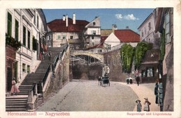 T2 1918 Nagyszeben, Hermannstadt, Sibiu; Várlépcső és Függő Híd. Jos. Drotleff No. 552. / Burgerstiege, Liegenbrücke / C - Non Classificati