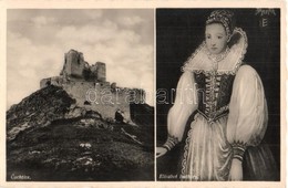 ** T2 Csejte, Cachtice; Hrad Báthorovcov / Báthory Erzsébet és A Vár. Kiadja Adolf Horowitz / Castle Ruins, Elizabeth Ba - Non Classés