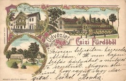 T2/T3 1899 Csízfürdő, Csíz, Kúpele Cíz; Nedeczky Telep, Villa, Vendéglő, étterem, Fürdőház és Lakházak, Pavilon. Márkus  - Sin Clasificación