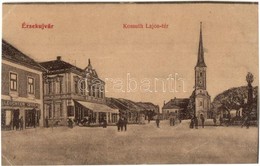 ** T4 Érsekújvár, Nové Zamky; Kossuth Lajos Tér, Leuchter Izidor üzlete, Templom / Square, Shop, Church (vágott / Cut) - Sin Clasificación