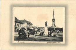 T2/T3 1911 Érsekújvár, Nové Zámky; Kossuth Lajos Tér és Szobor, Templom, Lovaskocsi, Nemzeti Szálloda, Steiner Miksa üzl - Ohne Zuordnung