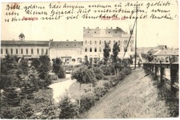 T2/T3 1908 Komárom, Komárnó; Felső Duna Sor, Központi Kávéház, Kohn Jakab üzlete / Cafe, Shop (EK) - Ohne Zuordnung