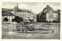 T3 Pozsony, Pressburg, Bratislava; Rakpart Gőzhajóval / Quay, Steamship (ázott Sarok / Wet Corner) - Non Classificati