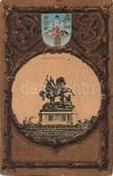 * T2 Zagreb, Zágráb; Spomenik Sv. Jurja / Statue. Coat Of Arms. Art Nouveau, Litho - Non Classificati