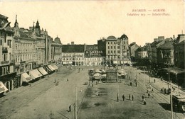 ** T2 Zagreb, Agram; Jelacicev Trg., F. Rodovits, A. Cnezda Staklodvor,  / Square, Shops, Tram. W.L. Bp. 7476. 1911-13. - Non Classés