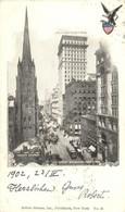 T2/T3 1902 New York, Lower Broadway, Trinity Church, American Surety Bldg., Tram, Winter. Coat Of Arms. Arthur Strauss N - Ohne Zuordnung