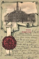 * T3 1905 Geldern, Rathaus / Town Hall, Coat Of Arms Litho Frame (kis Szakadás / Small Tear) - Ohne Zuordnung