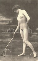 ** T1 Vintage Erotic Nude Lady Playing Croquet. HM Faszination Aktphotographie 1850-1930. - Non Classificati