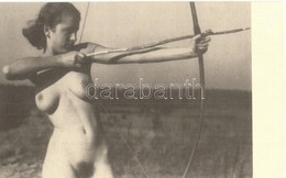 ** T1 Vintage Erotic Nude Lady With Bow And Arrow. HM Faszination Aktphotographie 1850-1930. - Non Classificati