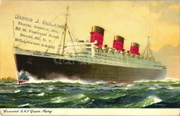 ** T3 Cunard RMS Queen Mary, Artist Signed (EB) - Ohne Zuordnung