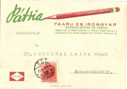 T2 1942 Kovács István és Társai Pátria Erdélyi Faáru és Iróngyár Reklámlapja. Nagyvárad / Transylvanian Woodwork And Sta - Sin Clasificación