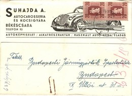 T3/T4 Suhajda A. Békéscsabai Autó Karosszéria és Kocsigyára, Reklámlap / Hungarian Automobile Factory And Car Body Shop  - Ohne Zuordnung