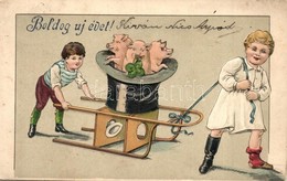 T2/T3 1904 Boldog Új Évet! / New Year Greeting Card, Pigs. Emb. Litho (EK) - Non Classés