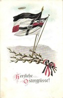 T2/T3 Herzliche Ostergrüsse! / WWI German Military Easter Greeting Card, Flags + K. Und K. Etappenbäckerei No. 1. - Non Classificati