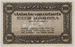 ~1920. 1000K 'Vásárlási Visszatérítés' Kitöltetlen, Olvashatatlan Bélyegzéssel T:III - Non Classés