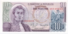 Kolumbia 1980. 10P T:I
Colombia 1980. 10 Peso Oro C:UNC
Krause 407.g - Ohne Zuordnung