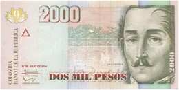 Kolumbia 2014. 2000P T:I
Colombia 2014. 2000 Pesos C:UNC - Sin Clasificación