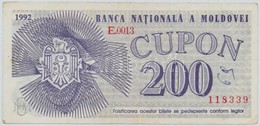 Moldova 1992. 200 Cupon 'Moldovai Nemzeti Bank' Utalvány T:III
Moldova 1992. 200 Cupon 'Moldovian National Bank' Coupon  - Ohne Zuordnung