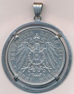Német Államok / Hamburg 1914J 3M Ag Keretben Medálkén T:2
German States / Hamburg 1914J 3 Mark In Frame As Medallion Ag  - Ohne Zuordnung