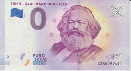 Billet Touristique 0 Euro Souvenir Allemagne Trier Karl Marx 2018-1 N°XEAN099451 - Essais Privés / Non-officiels