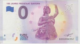 Billet Touristique 0 Euro Souvenir Allemagne 100 Jahre Freistaat Bayern 2018-1 N°XECK006352 - Essais Privés / Non-officiels