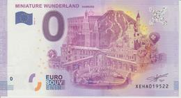 Billet Touristique 0 Euro Souvenir Allemagne Miniature Wunderland Hamburg 2018-4 N°XEHA019522 - Pruebas Privadas