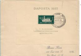 Danzig XX001 / Block 1a, DAPOSTA Auf Brief, 1937 Als Einzelfrankatur Nach USA - Covers & Documents