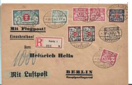 Danzig XX002 /  Wappenfrankatur Auf Einschreiben Per Luftpost 1925 Nach Berlin - Lettres & Documents