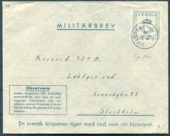 1942 Sweden Militarbrev Fieldpost Stationery Cover. Faltpost 141 - Militaire Zegels