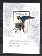 Urss   -  1989. Rondine Sul Nido. Swallow On The Nest.Fine MNH Sheet - Schwalben