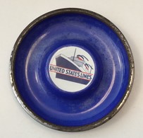 VINTAGE SS UNITED STATES LINES 1940S-50S ENAMEL ORIGINAL ASHTRAY  SHIP  BOAT  13 X 13 Cm. DRGM  ROBERT DOLD OFFENBURG - Other & Unclassified