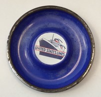 VINTAGE SS UNITED STATES LINES 1940S-50S ENAMEL ORIGINAL ASHTRAY  SHIP  BOAT  13 X 13 Cm. DRGM  ROBERT DOLD OFFENBURG - Autres & Non Classés