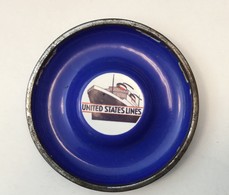 VINTAGE SS UNITED STATES LINES 1940S-50S ENAMEL ORIGINAL ASHTRAY  SHIP  BOAT  13 X 13 Cm. DRGM  ROBERT DOLD OFFENBURG - Otros & Sin Clasificación