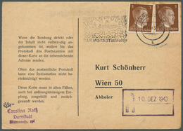 Deutsches Reich: 1943/1944, Hitler 3 Pf-8 Pf Zumeist Als EF Auf Ca.100 Empfangsbestätigungen Für "Me - Collections