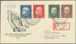 Bundesrepublik Deutschland: 1950/1959, Lot Neun Briefen Und Karten, Dabei FDCs Mit MiNr. 122/22 (Kar - Sammlungen