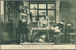 Ansichtskarten: Bayern: MÜNCHEN / MARIONETTEN-THEATER MÜNCHNER KÜNSTLER, Um 1910/20, Großer Dublette - Altri & Non Classificati