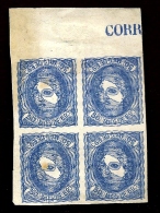 RARISSIME BLOC 4 TIMBRES RÉGENCE ESPAGNOLE 1870  N°107 NEUF* N.D. AVEC VARIETÉ DOUBLE IMPRESSION + BORD DE FEUILLE- - Nuovi