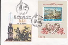 6947FM- CLUJ NAPOCA PHILATELIC EXHIBITION, INDEPENDENCE CENTENARY, SPECIAL COVER, 1999, ROMANIA - Covers & Documents