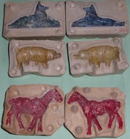 Lot 3 Anciens Moules En Grès Pour Figurines, Animaux Années 1920's-40's FB Paris - Chevaux