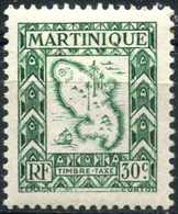 Martinique / France 1947 Yt T28 MNH Taxe / Postage Due, Map Of Martinique, Island - Timbres-taxe
