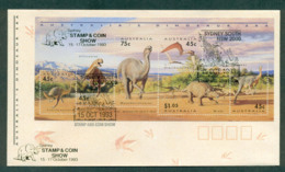 Australia 1993 Dinosaur Era, Opt Stamp & Coin Show Sydney FDC Lot52466 - Brieven En Documenten