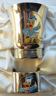 RARE SUPERBE LOT TIMBALE ET ROND DE SERVIETTE DONALD WALT DISNEY POINCONNE TBE - Silverware