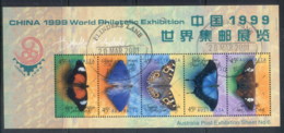Australia 1998 Australian Butterflies China "99 MS FU - Usati
