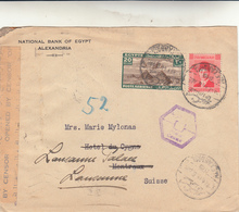 Alexandria To Losanna, Cover Rispedita, Visto Censura 1944 - Brieven En Documenten