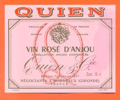 étiquette De Vin Rosé D'anjou Quien Et Cie à Bordeaux - 70 Cl - Rosé (Schillerwein)