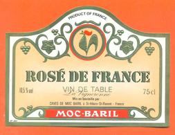 étiquette De Vin Rosé De France Moc Baril à Saint Hilaire - 75 Cl - Rosés