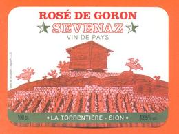 étiquette Suisse De Vin Rosé De Goron Sevenaz La Torrentière à Sion - 100 Cl - Rosé (Schillerwein)