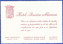 Visit Card - Hotel Pensión  Alcoriza / Gran Via, Madrid - Spanien