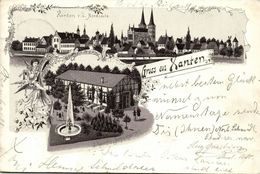 XANTEN Am Rhein, Panorama Nordseite, Schwerdt's Sommergarten (1898) AK - Xanten